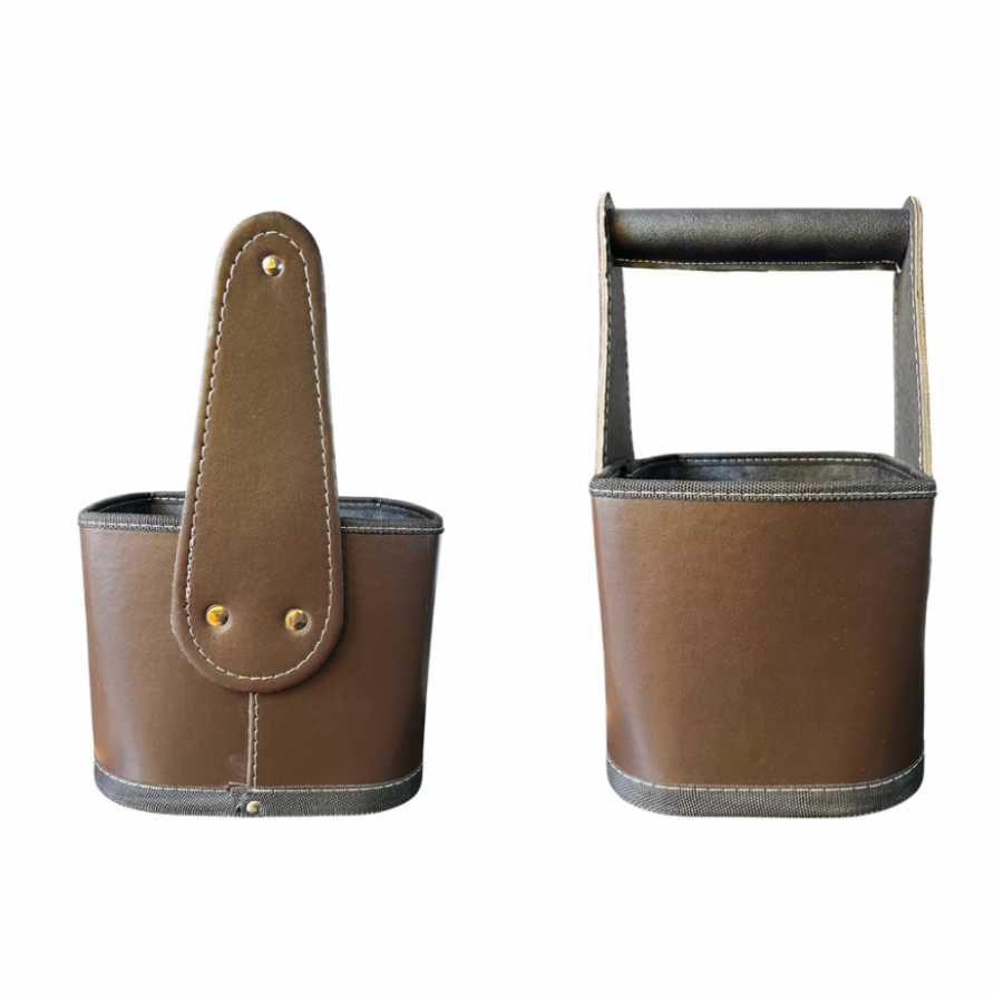 Canasta Porta Mate Mango Rigido Cuerina Art. 8074