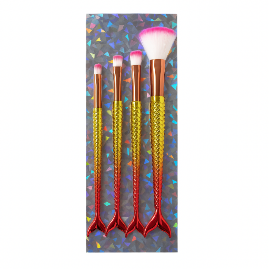 Brochas maquillaje x4 Sirena Tornasolado