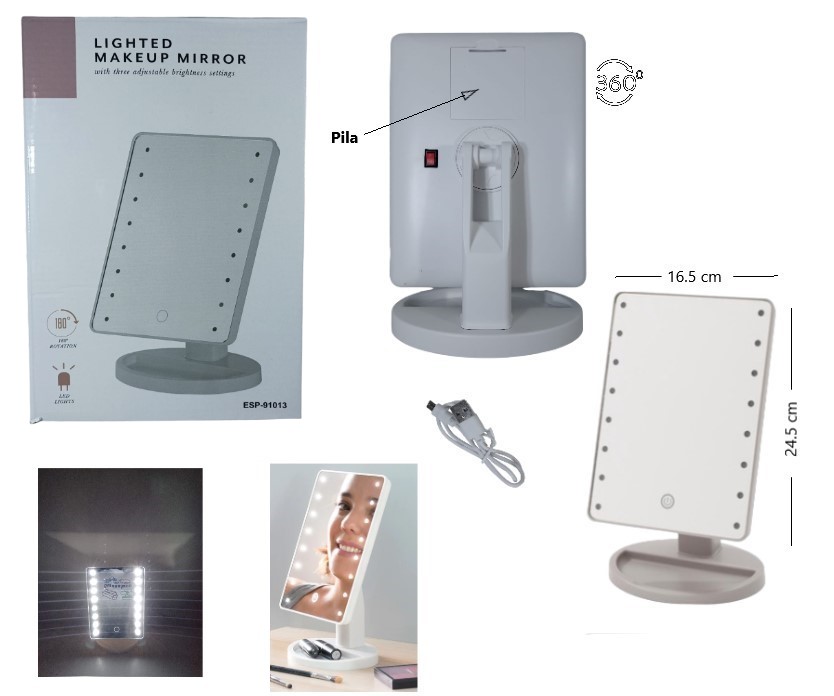 [ITESP91013] Espejo Luz Led a Pila Art. 91046