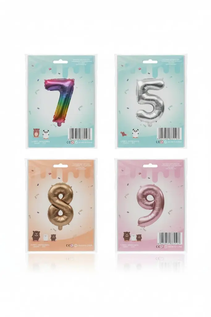 Globos c/ Numeros de 0 al 9 16"(Plateado/Dorado/Rosa/Mulicolor) Art. 008