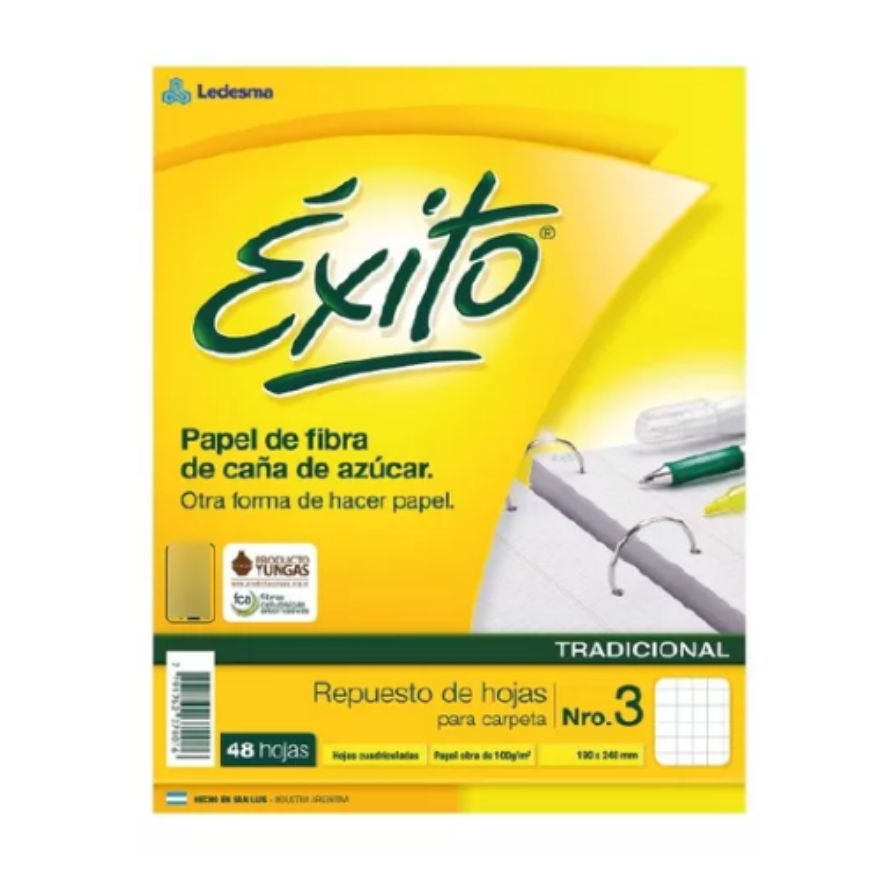 Repuesto Rayado/CUADRICULADO N°3 Exito x96
