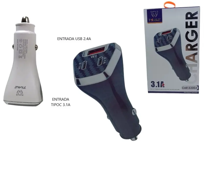 Cargador de Auto Carga Rápida 3.1A Art. 53004