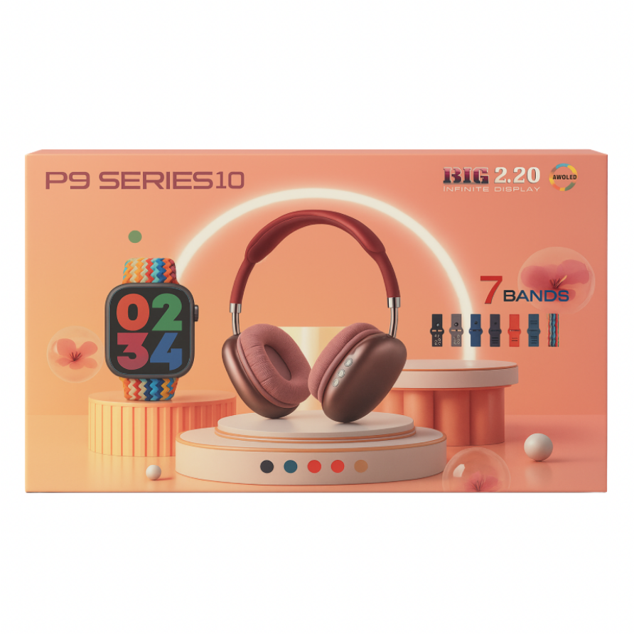 [ITP9] Smartwatch P9 Series10+ Auricular Vincha BT + 7 Bandas Colores
