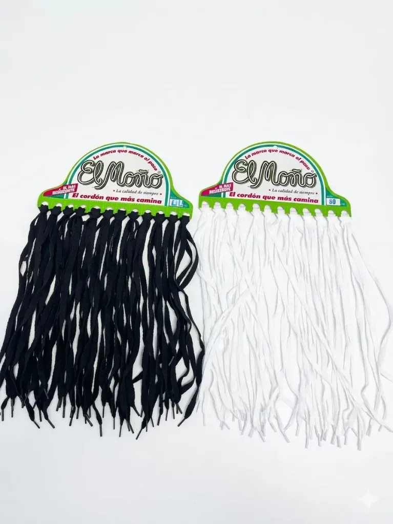 Cordones N 80  Negro/blancos x12