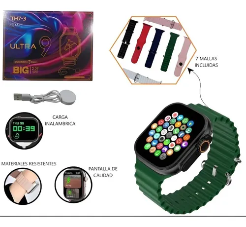 [ITTH73] Smartwatch Ultra TH7 -8 + 7 Bandas Colores
