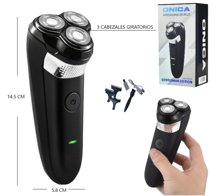 Corta Barba Onica 3 Cabezales Recargable