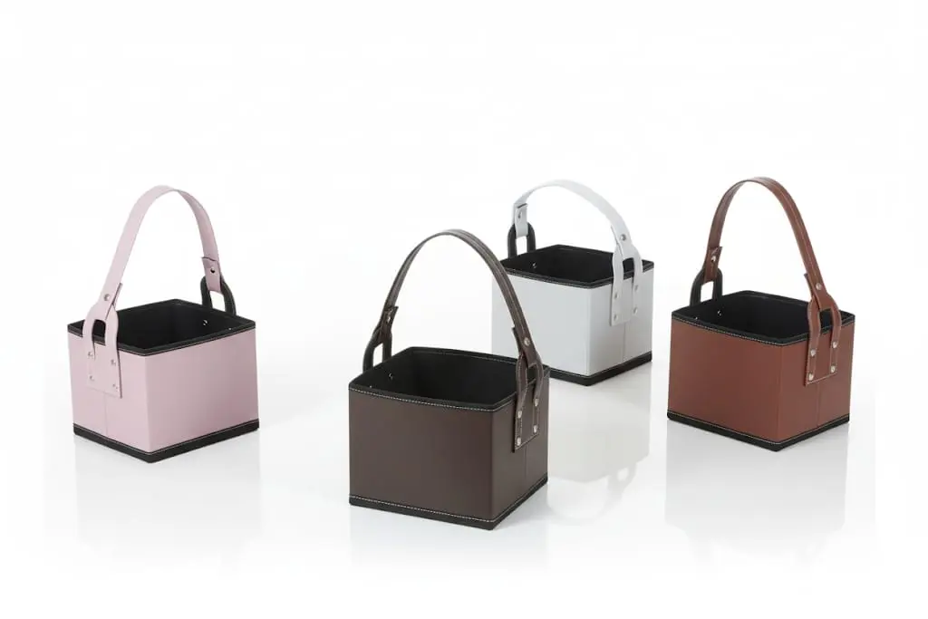 Canasta Porta Mate Cubo Cuerina Colores