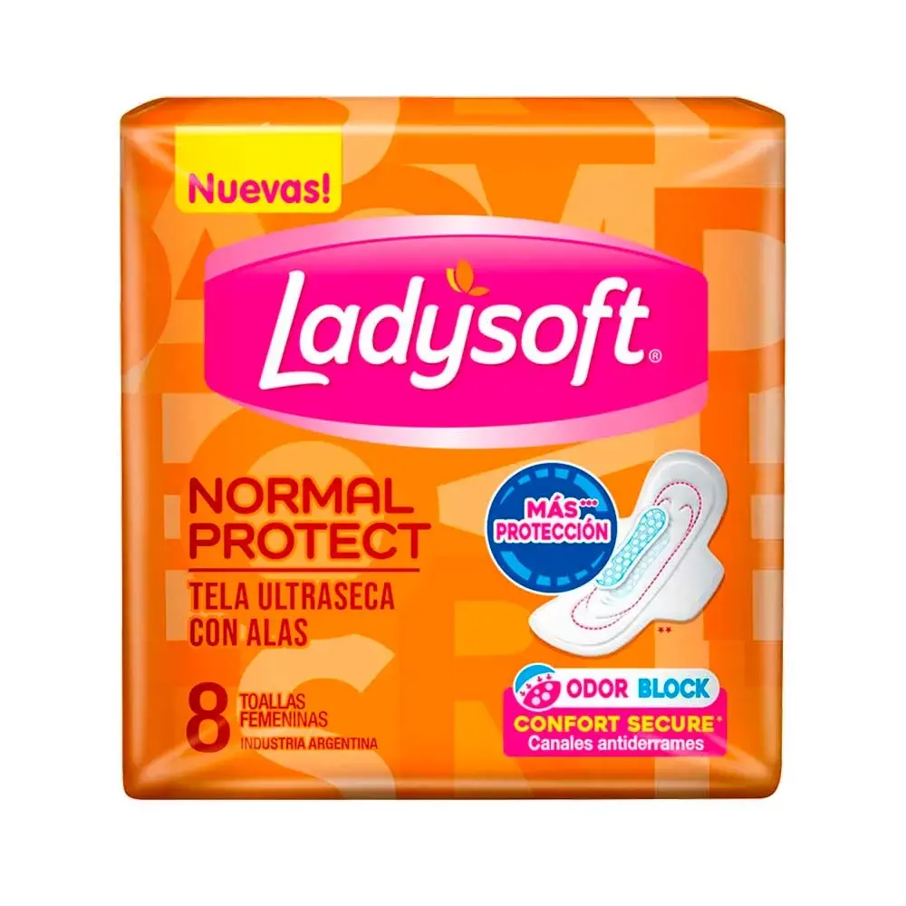 Ladysoft toallas femeninas c/alas x8