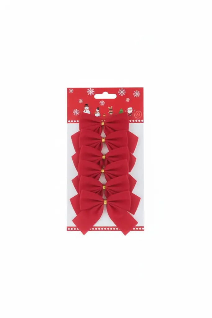[IT1852323] Moño Navideño Rojo/Dorado x4 9cm Art. 1852323