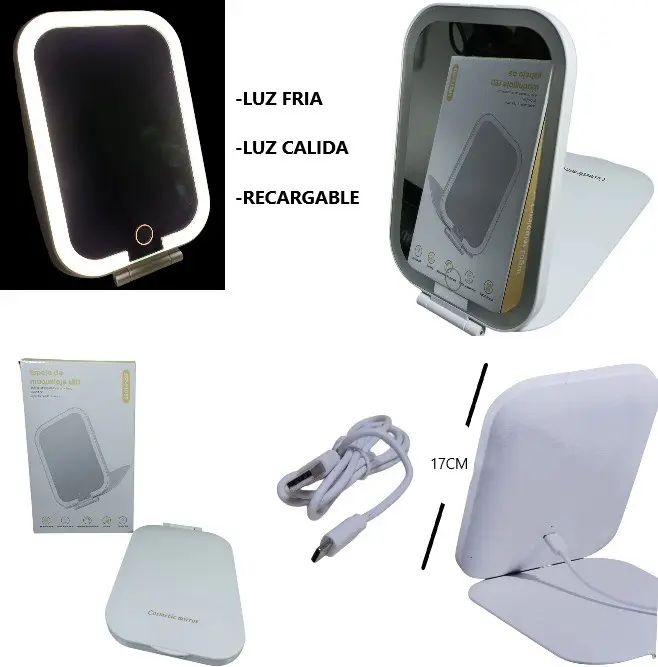 Espejo con luz recargable 91059