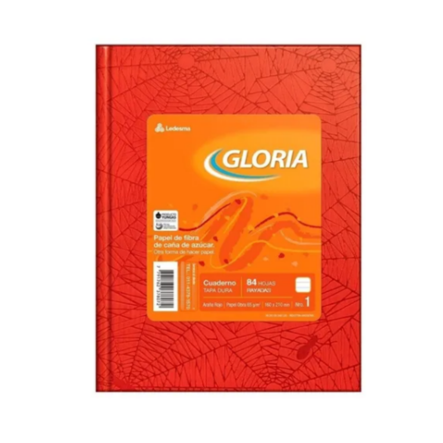[ML363025] Cuaderno Gloria x 84 T/D Forrado (Rojo)