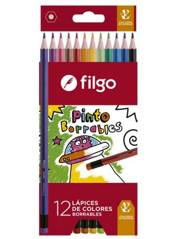 Lapices de Colores Borrables x12 Filgo