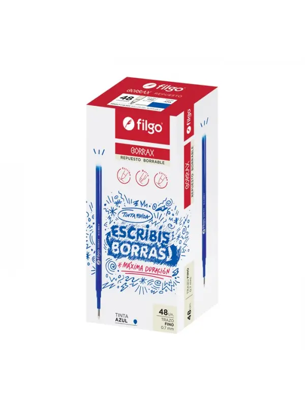 Repuesto de Roller Gel Borrable Filgo 0.7mm Azul