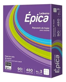 Repuesto 480 hojas Épica 90gr