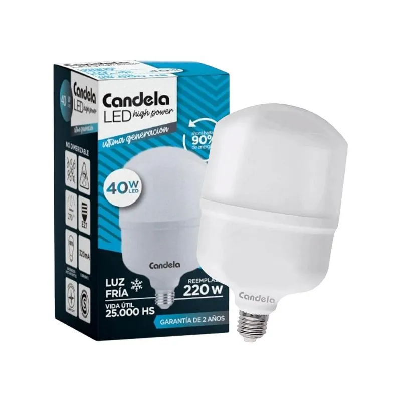 Lampara Led Candela 40w High Power Fria