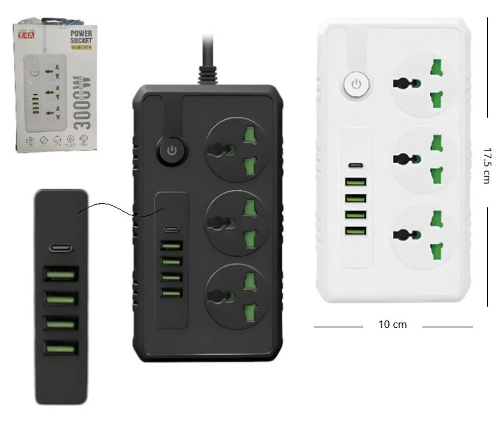 ZAPATILLA CARGADOR 4USB+TP 3.4A