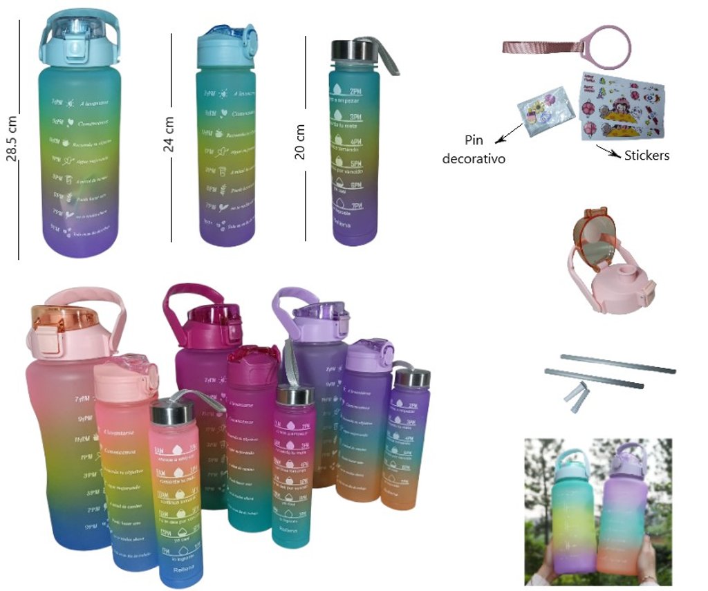 Botella Motivacional X3 DOBLE PICO Art. BT-1
