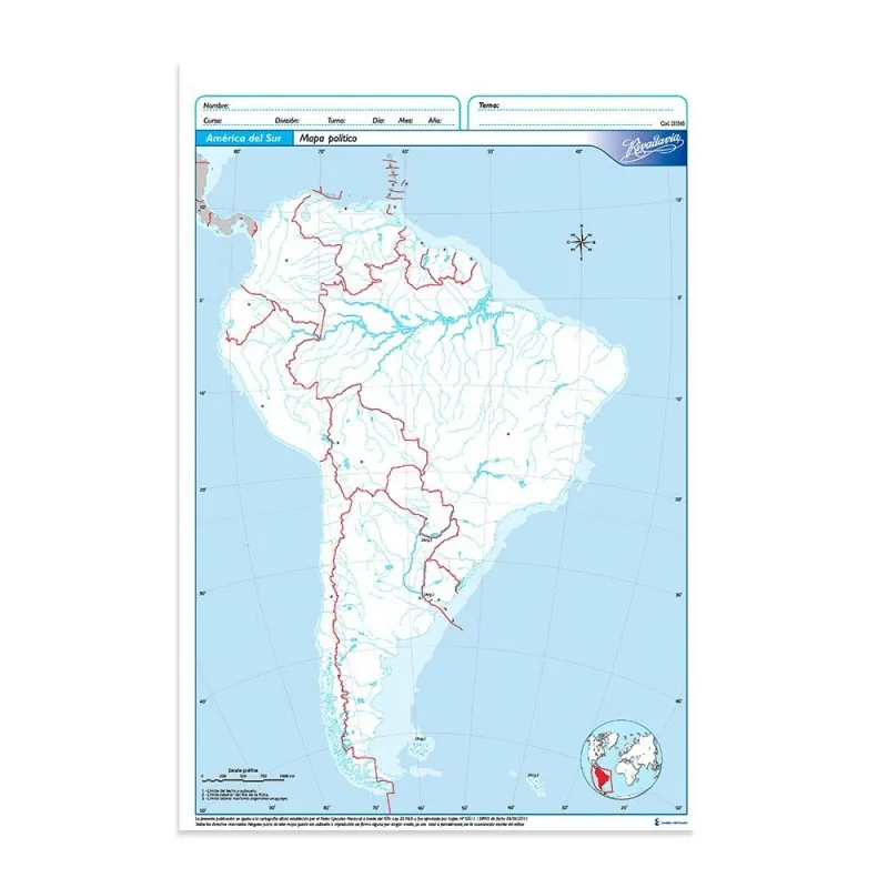 [ML502204] Mapa N°5 America del Sur Politico x10