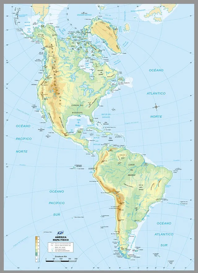 [ML502230] Mapa N°5 America Fisico Politico x10