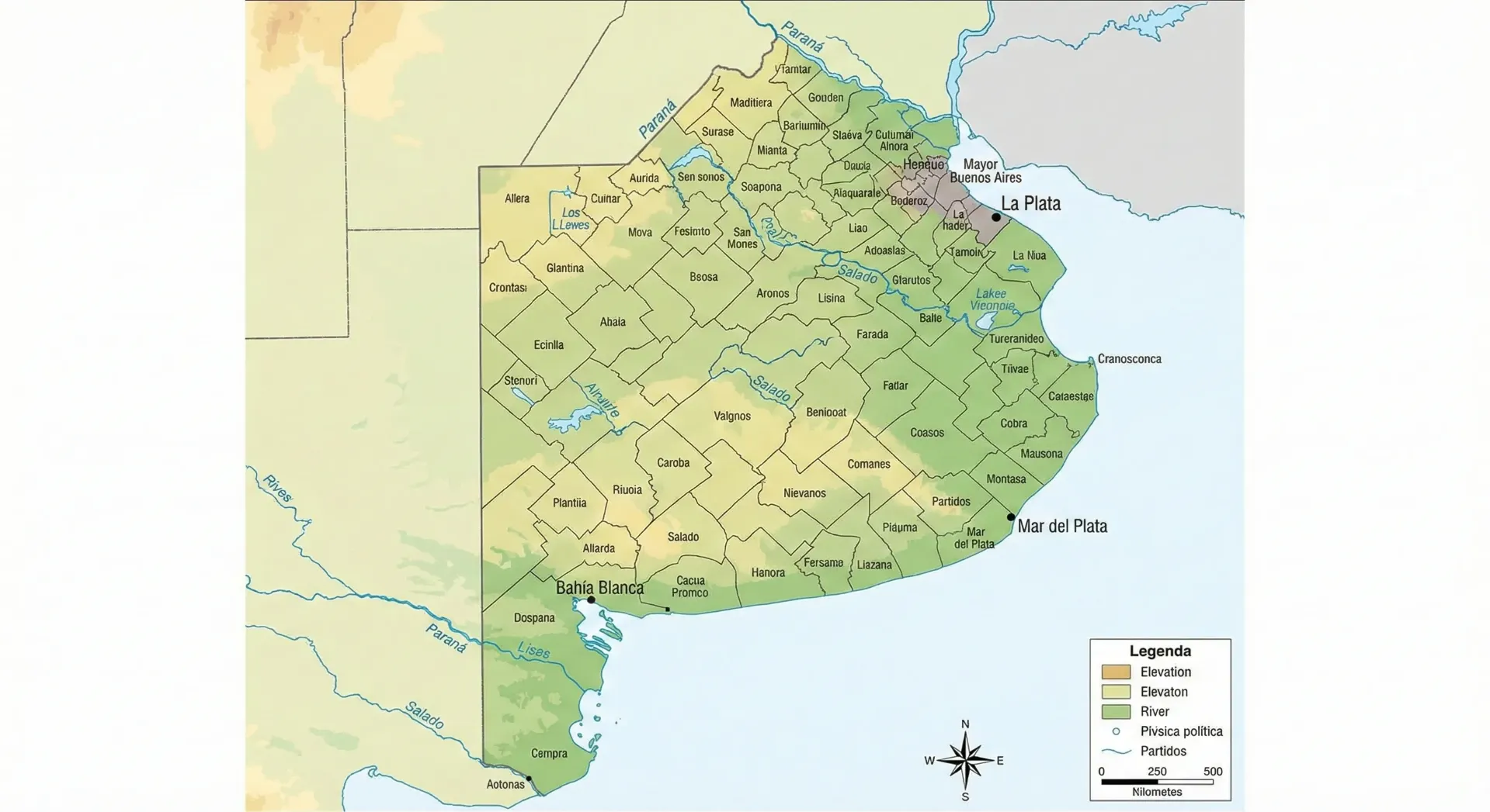 Mapa N°5 Buenos Aires Fisico Politico x10
