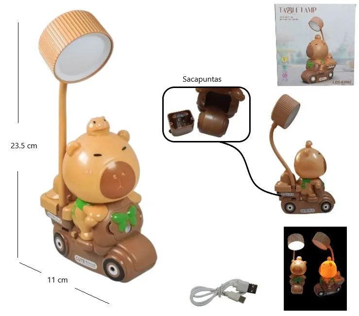 Velador capybara moto c/sacapunta art.83062