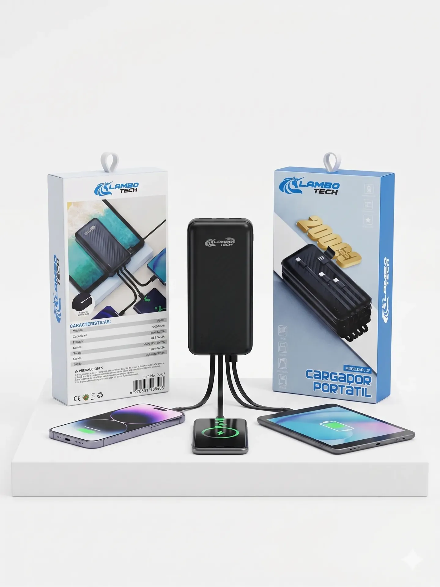 [BBPL07] Cargador Portatil C/ cable C-Micro-Usb 20000mAh art.pl07