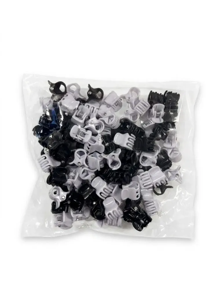 Mini Brochecitos de Pelo en Bolsa x100 ByN