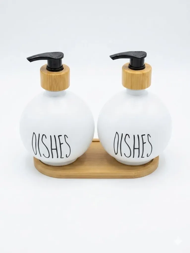 [itHOG0621] Set Dispenser de Jabon Vidrio x2 Art. 621