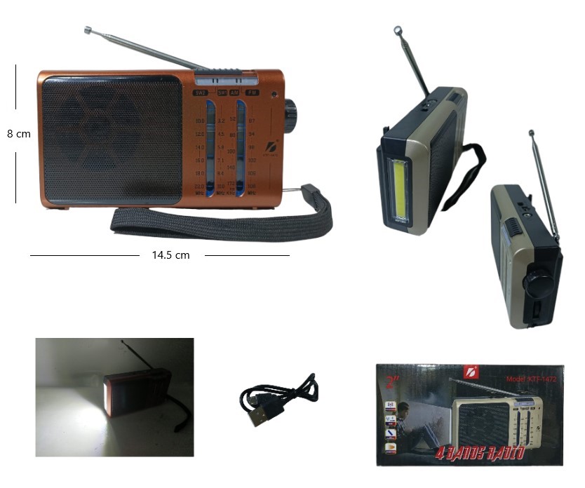 Radio Solar AM/FM/SW c/LINTERNA Recargable Art. KTF-1472