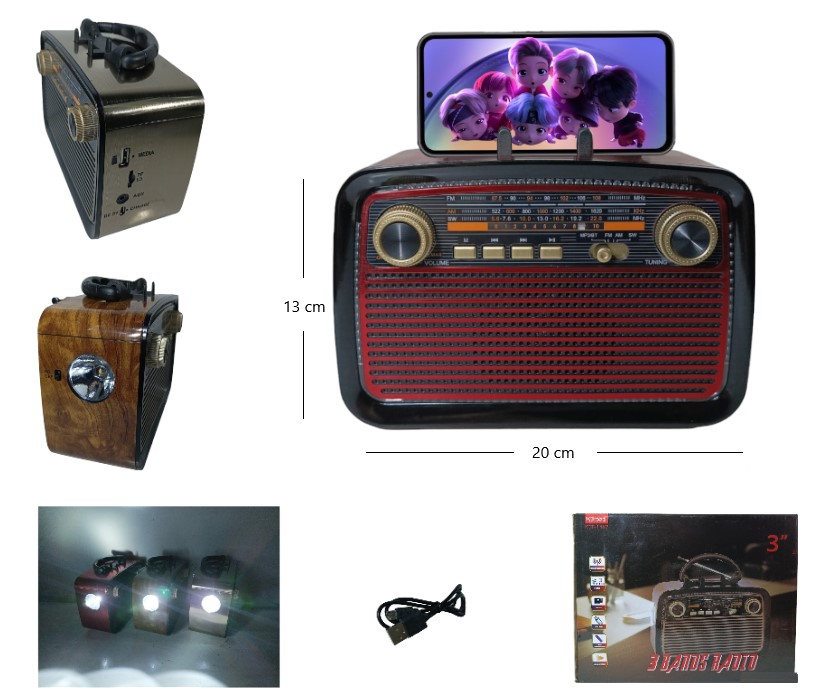 Radio 3" AM/FM 3 Bandas c/ Parlante BT