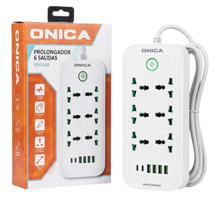 Alargue 2M. C/6 Eentradas + 4Usb + 2 Tipo C Art.468
