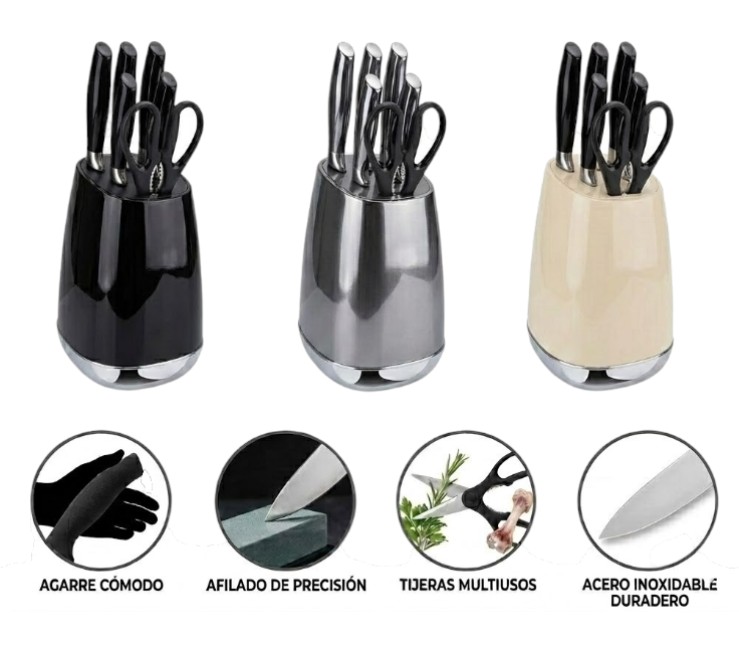 [ITJK411701] Set De Cuchillos C/Base 7PCS Art.187