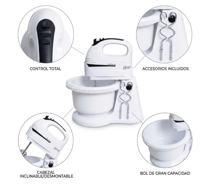 Batidora de Mano con Pie y Bowl Winco Art. W313