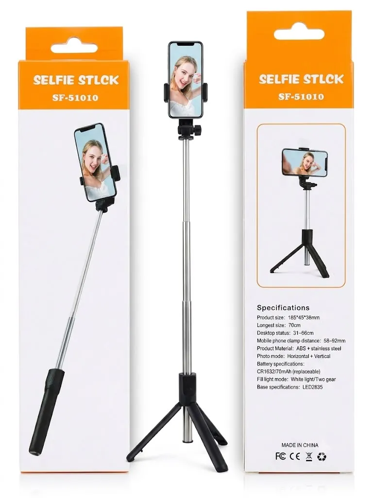 [IT-SF51010] Palo selfie bluet+tripode y luz art.sf51010