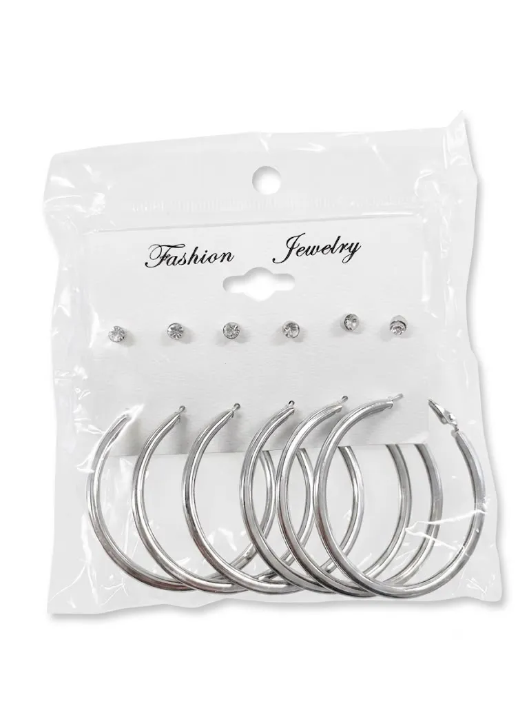 Aros Argolla y Brillante x6 Pares Art. 4-5-3