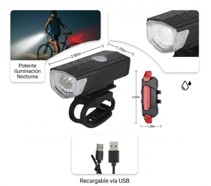 [ITMELECH612] Kit X 2 Luces P/Bicicleta Art.612