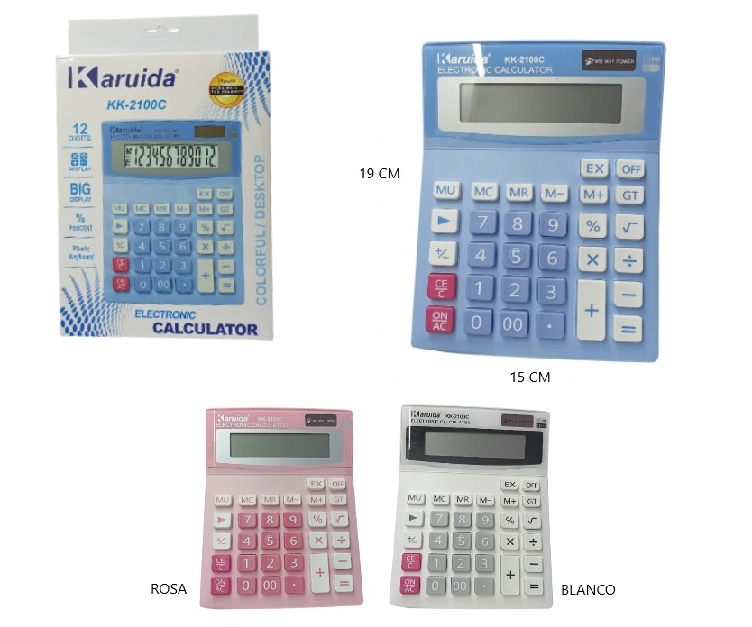 [IT-KK2100C] Calculadora Karuida 12 Digitos Colores Art. 2100c