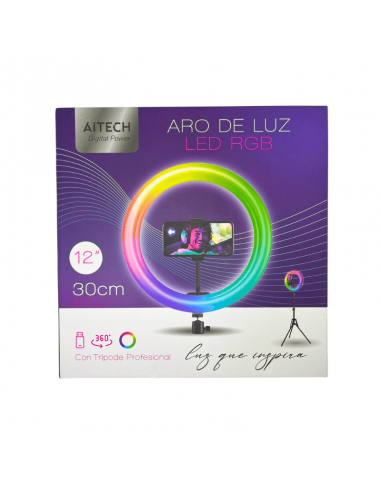 Aro De Luz /Tripode Aitech 30CM RGB Art.513