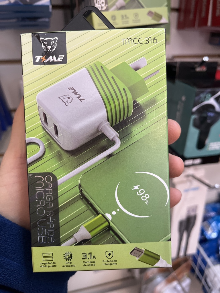[IT-TMCC316] Cargador  3.1A TIME V8  art 316